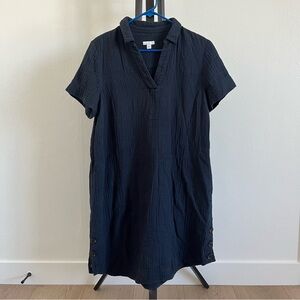 J. Jill Shirt Dress Gauze Short Sleeve Pockets 100% Cotton
